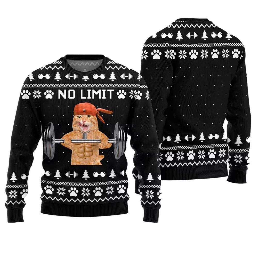 No Limit Buff Cat Ugly Christmas Sweater - Moonbestprint