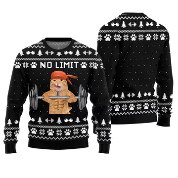 No Limit Buff Cat Ugly Christmas Sweater - Moonbestprint