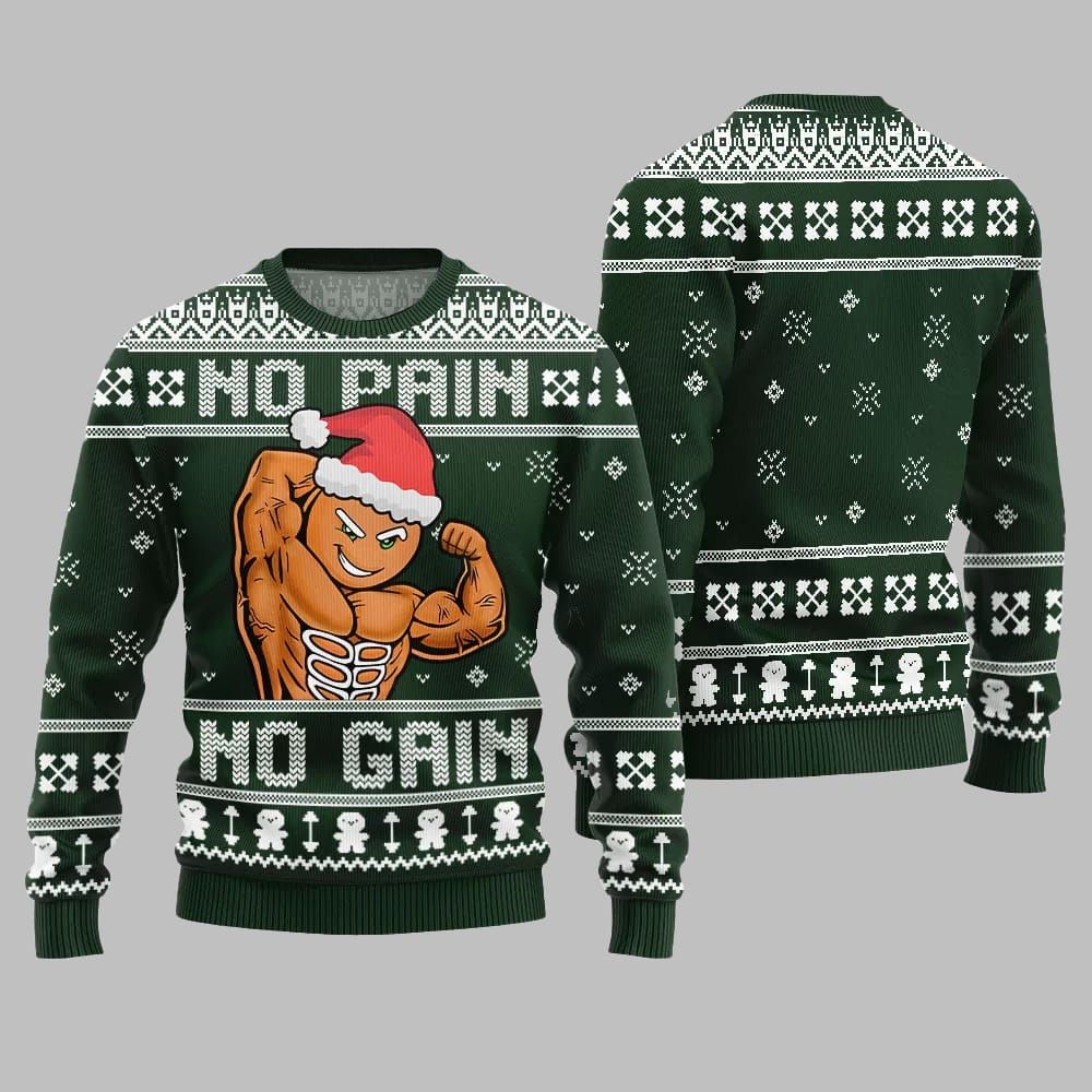No Pain No Gain Ugly Sweater Christmas 2026 - Moonbestprint