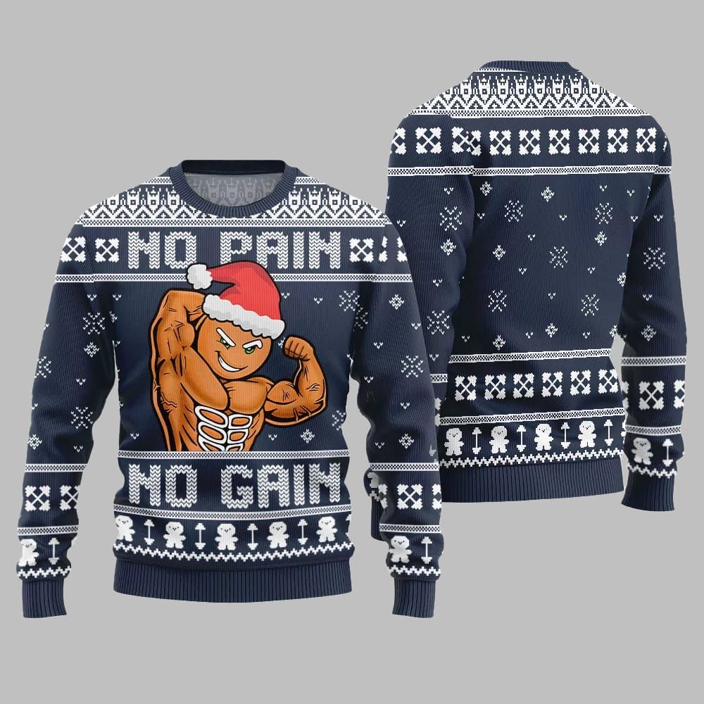 No Pain No Gain Ugly Sweater Christmas 2026 - Moonbestprint