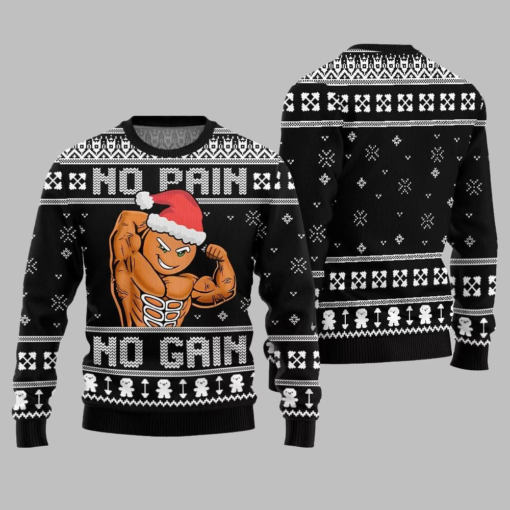 No Pain No Gain Ugly Sweater Christmas 2026 - Moonbestprint