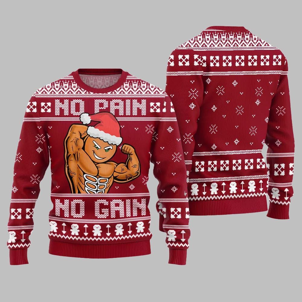 No Pain No Gain Ugly Sweater Christmas 2026 - Moonbestprint