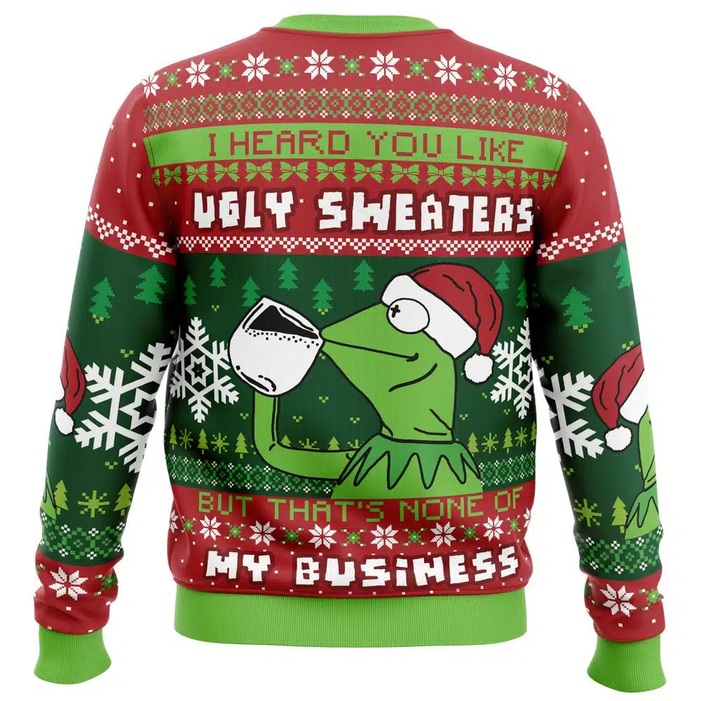 None Of My Business Kermit the Frog Ugly Christmas Sweater – Moonbestprint