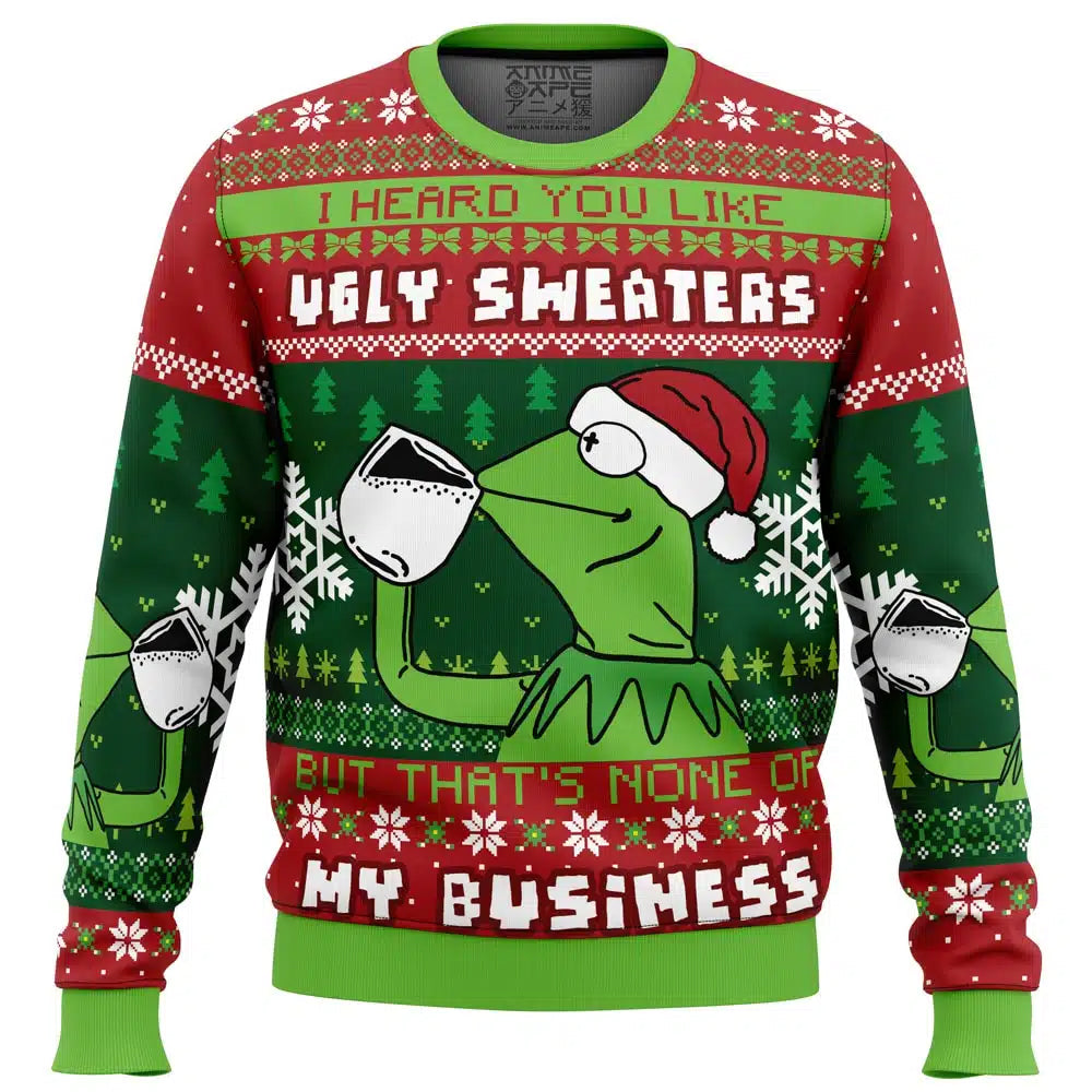 None Of My Business Kermit the Frog Ugly Christmas Sweater – Moonbestprint
