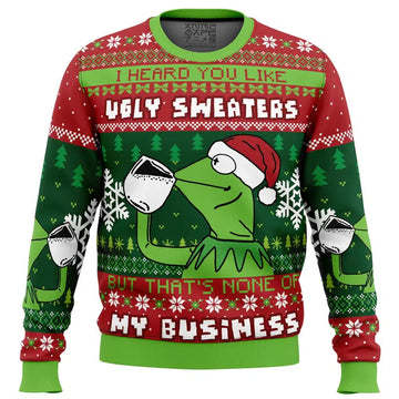 None Of My Business Kermit the Frog Ugly Christmas Sweater – Moonbestprint