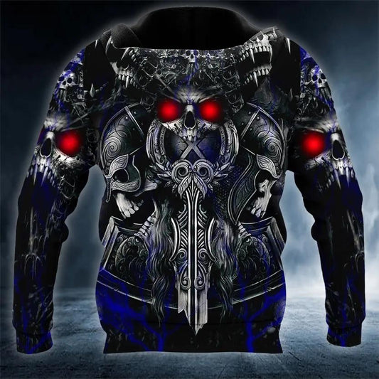 Norse Symbol Warrior Skull Viking 3D Hoodie Moonbestprint