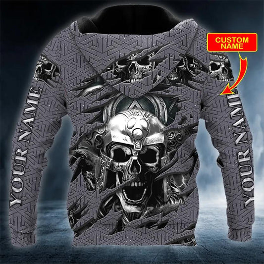 Norse Warrior Skull Viking Custom 3D Hoodie Moonbestprint
