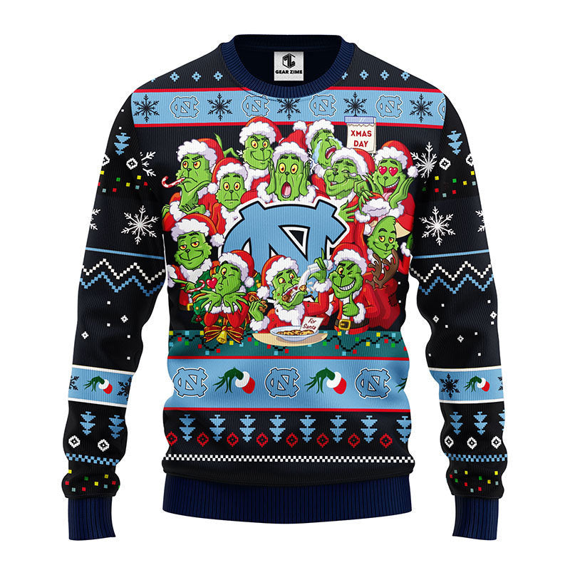 North Carolina Tar Heels 12 Grinch Xmas Day Ugly Christmas Sweater Moonbestprint