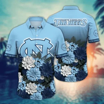 North Carolina Tar Heels Flower Hawaii Shirt For Fans, Summer Football Shirts, NCAA Hawaiian Shirt Moonbestprint