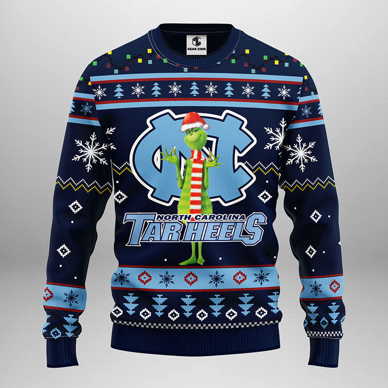 North Carolina Tar Heels Funny Grinch Ugly Christmas Sweater Moonbestprint
