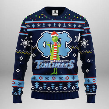North Carolina Tar Heels Funny Grinch Ugly Christmas Sweater Moonbestprint