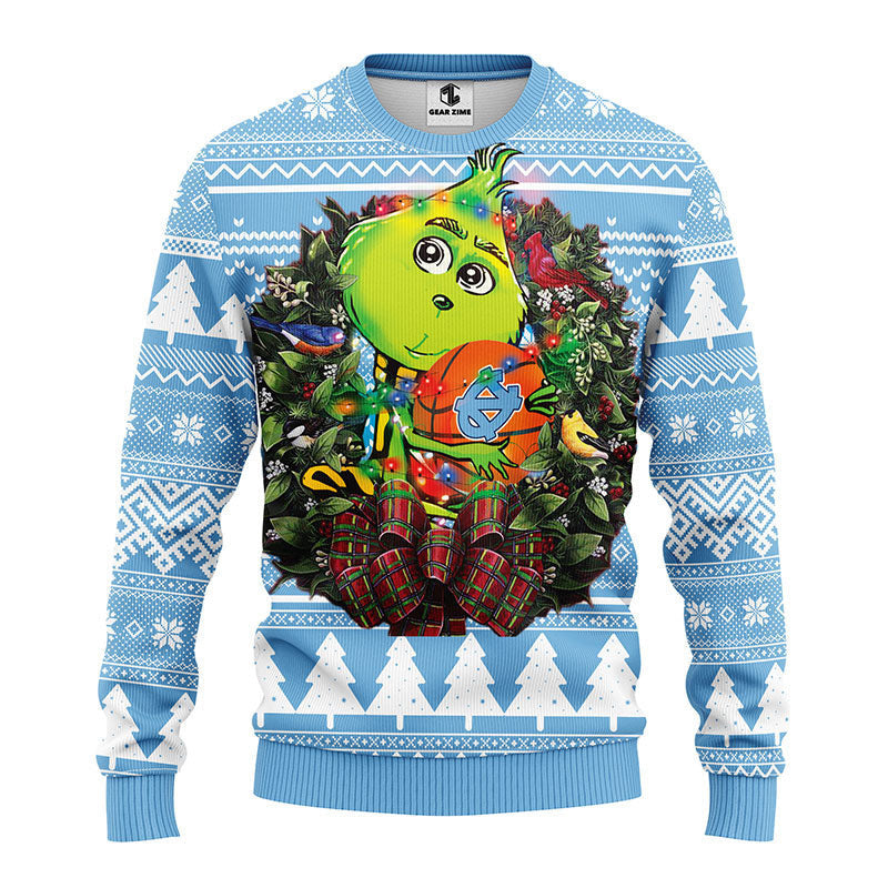 North Carolina Tar Heels Grinch Hug Ugly Christmas Sweater Moonbestprint