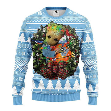 North Carolina Tar Heels Groot Hug Ugly Christmas Sweater, NCAA Christmas Sweater Moonbestprint