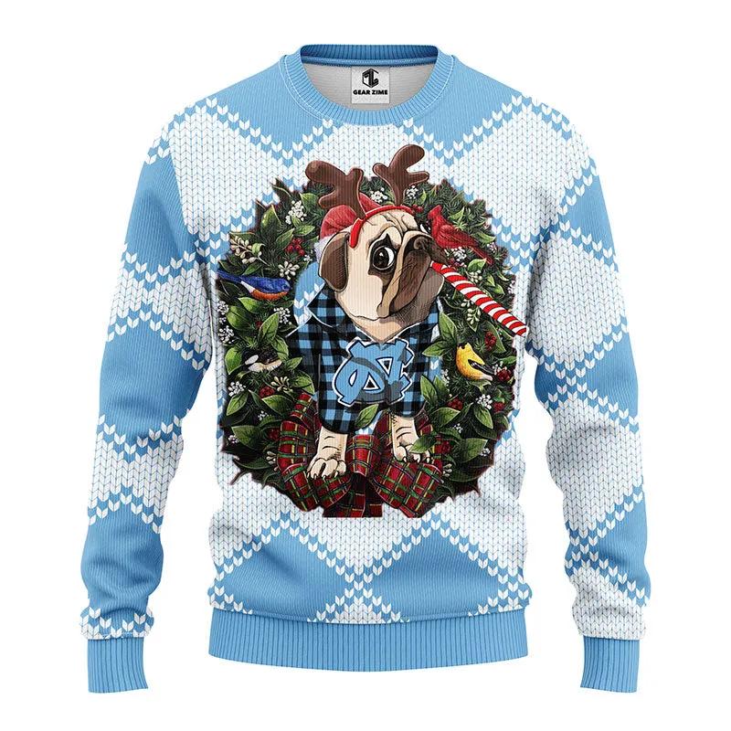 North Carolina Tar Heels Pub Dog Ugly Christmas Sweater, NCAA Christmas Sweater Moonbestprint