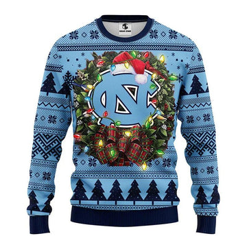 North Carolina Tar Heels Santa Hat Ugly Christmas Sweater, NCAA Christmas Sweater Moonbestprint