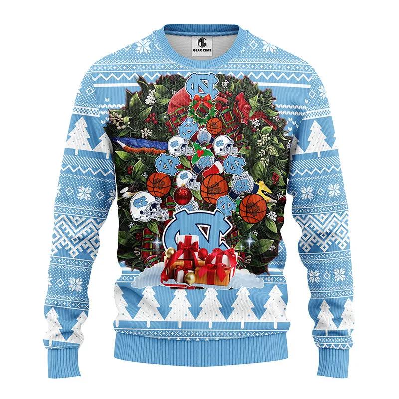 North Carolina Tar Heels Tree Ugly Ugly Christmas Sweater, NCAA Christmas Sweater Moonbestprint