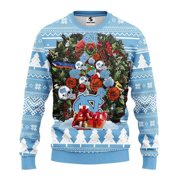 North Carolina Tar Heels Tree Ugly Ugly Christmas Sweater, NCAA Christmas Sweater Moonbestprint