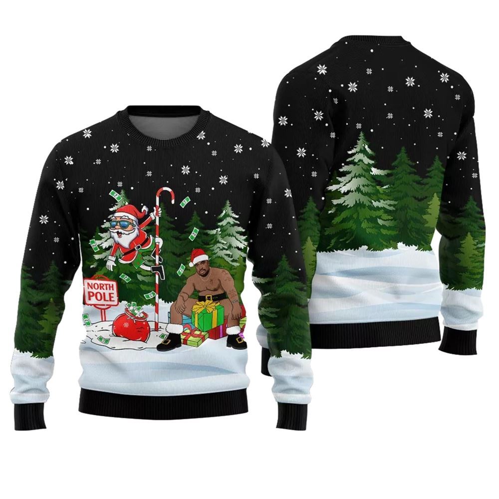 North Pole Santa With Barry Wood Ugly Christmas Sweater - Moonbestprint