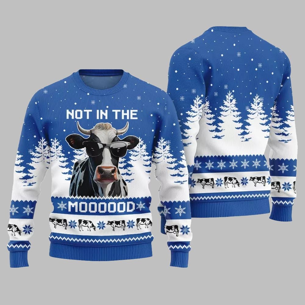 Not In The Mood Cow Ugly Sweater Christmas 2026 - Moonbestprint