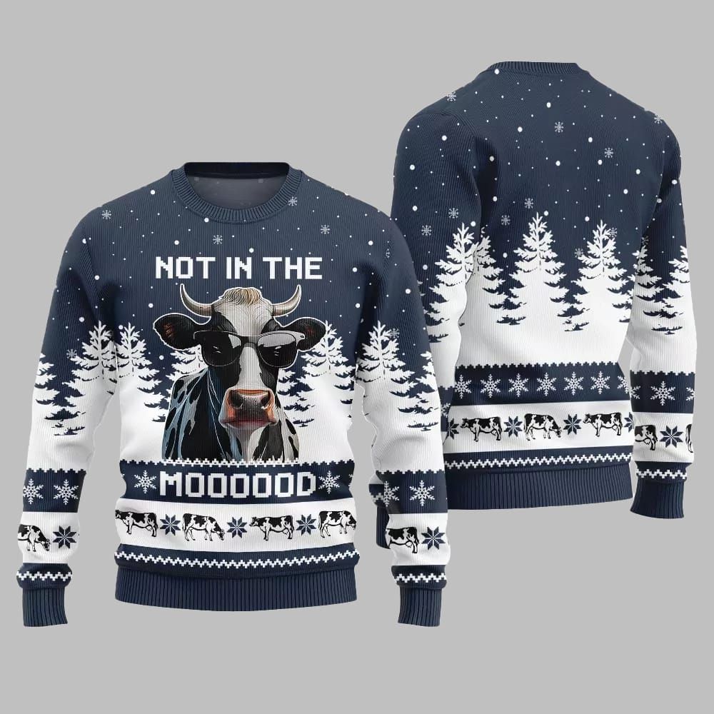 Not In The Mood Cow Ugly Sweater Christmas 2026 - Moonbestprint