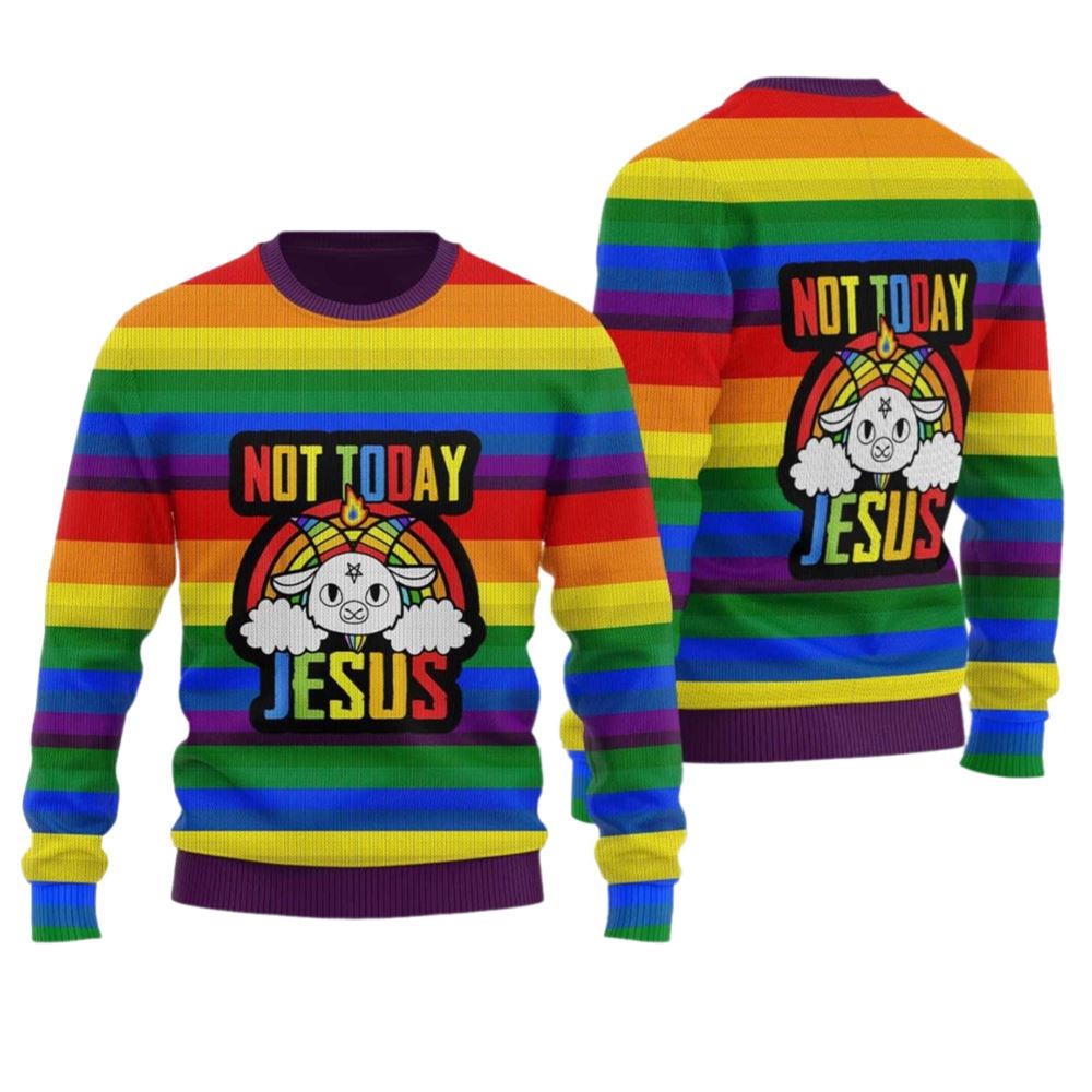 Not Today Jesus Ugly Christmas Sweater - Moonbestprint