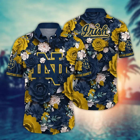 Notre Dame Fighting Irish NCAA Flower Aloha Hawaiian Shirt 4, NCAA Hawaiian Shirt Moonbestprint