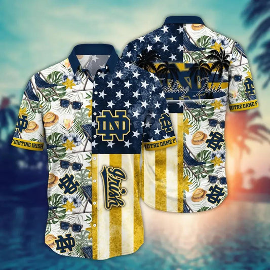 Notre Dame Fighting Irish NCAA Flower Aloha Hawaiian Shirt 9, NCAA Hawaiian Shirt Moonbestprint
