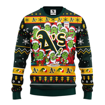 Oakland Athletics 12 Grinch Xmas Day Ugly Christmas Sweater Moonbestprint