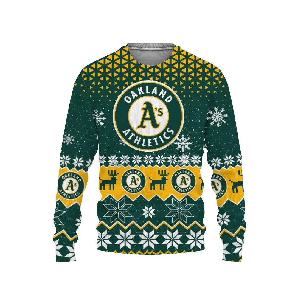 Oakland Athletics Big Logo Ugly Christmas Sweater, MLB Christmas Sweater Moonbestprint