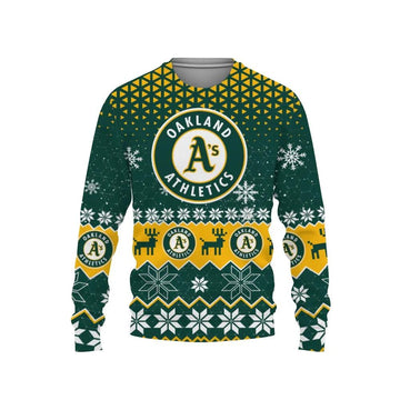 Oakland Athletics Big Logo Ugly Christmas Sweater, MLB Christmas Sweater Moonbestprint