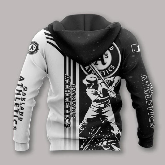 Oakland Athletics Black And White All Over Print Hoodie 2, MLB Hoodie Moonbestprint