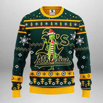 Oakland Athletics Funny Grinch Ugly Christmas Sweater Moonbestprint
