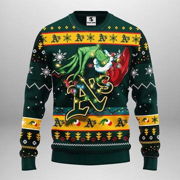 Oakland Athletics Grinch Ugly Christmas Sweater Moonbestprint