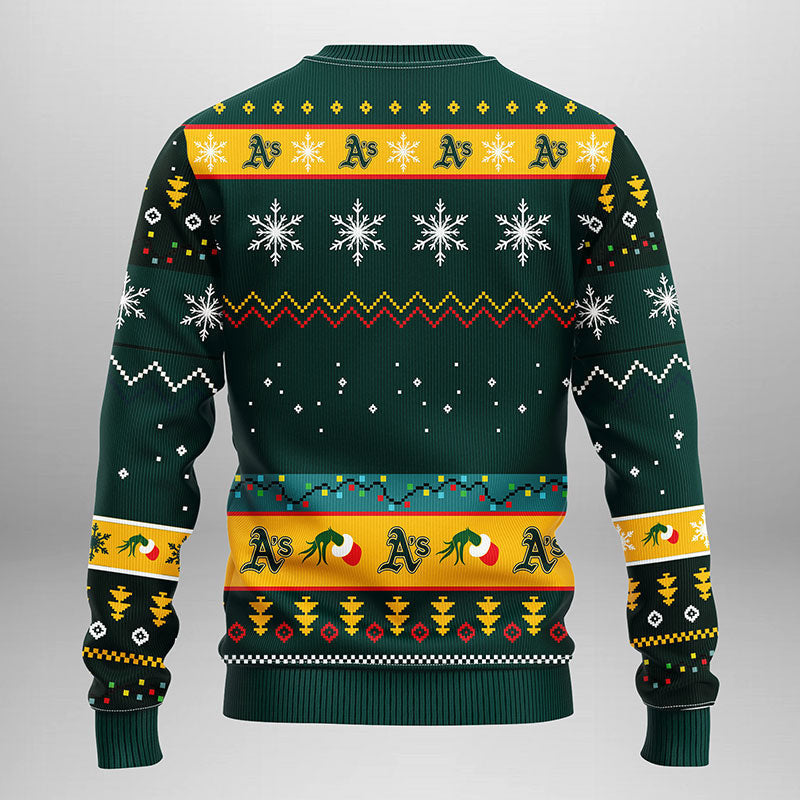 Oakland Athletics Grinch Ugly Christmas Sweater Moonbestprint