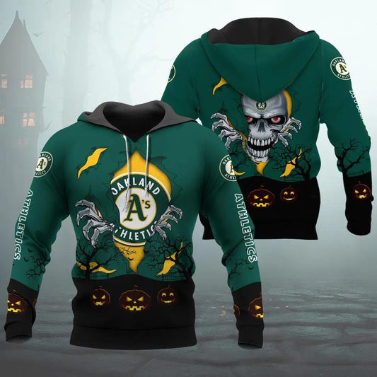 Oakland Athletics Halloween 3D Apparel, MLB Hoodie Moonbestprint