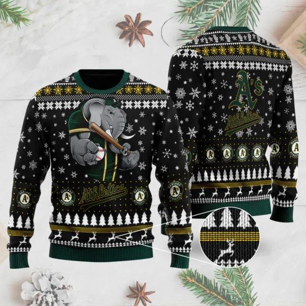Oakland Athletics Mascot Ugly Christmas Sweater, MLB Christmas Sweater Moonbestprint