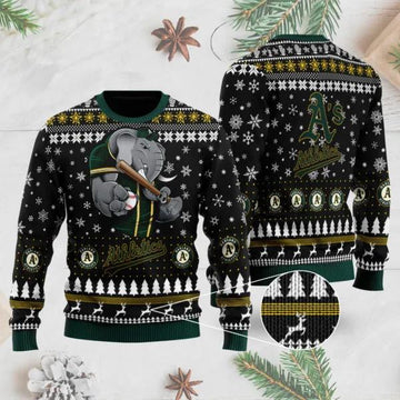 Oakland Athletics Mascot Ugly Christmas Sweater, MLB Christmas Sweater Moonbestprint