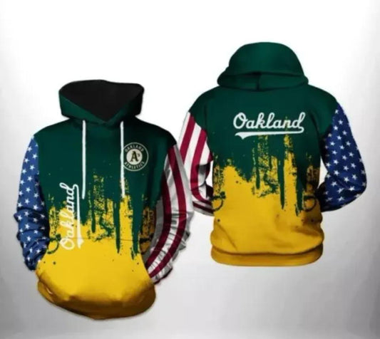 Oakland Baseball Team Athleticss American Flag 3D Hoodie, MLB Hoodie Moonbestprint
