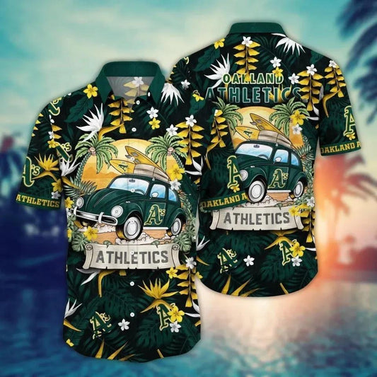 Oakland Baseball Team Athleticss Hawaiian Shirt Button Down, MLB Hawaiian Shirt Moonbestprint
