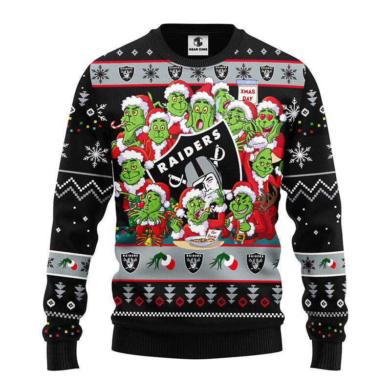 Oakland Raiders 12 Grinch Xmas Day Ugly Christmas Sweater Moonbestprint