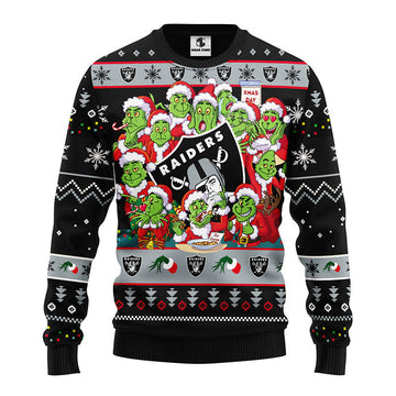 Oakland Raiders 12 Grinch Xmas Day Ugly Christmas Sweater Moonbestprint