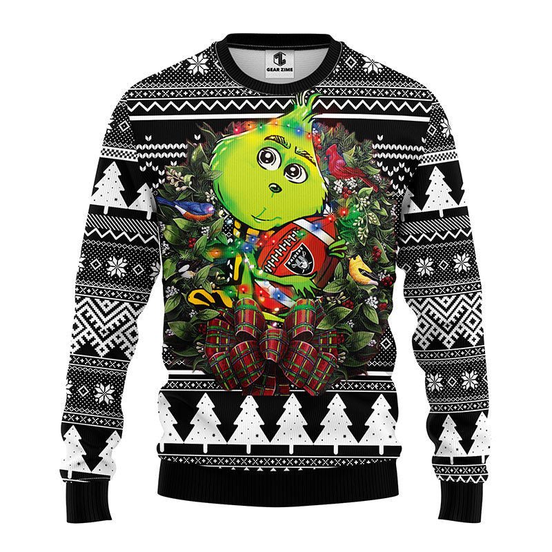 Oakland Raiders Grinch Hug Ugly Christmas Sweater Moonbestprint