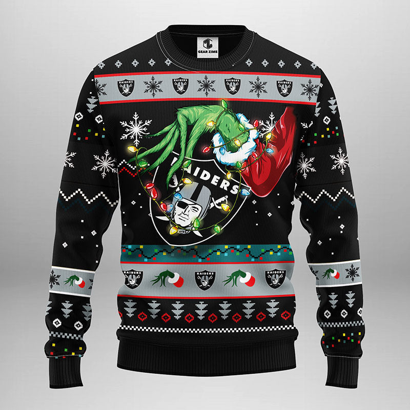 Oakland Raiders Grinch Ugly Christmas Sweater Moonbestprint