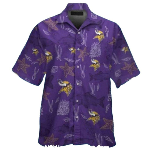 Ocean Coral Pattern Minnesota Vikings Hawaiian Shirt - Moonbestprint