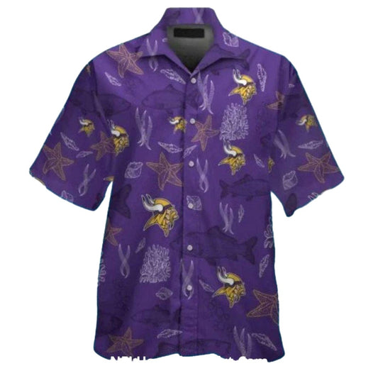 Ocean Coral Pattern Minnesota Vikings Hawaiian Shirt - Moonbestprint