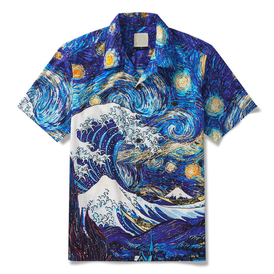 Ocean Waves And Starlit Nights Hawaiian Shirt - Moonbestprint