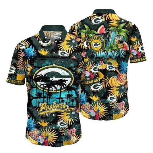 Oceanfront Celebration Green Bay Packers Summer Vibes Hawaiian Shirt - Moonbestprint