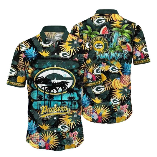 Oceanfront Celebration Green Bay Packers Summer Vibes Hawaiian Shirt - Moonbestprint