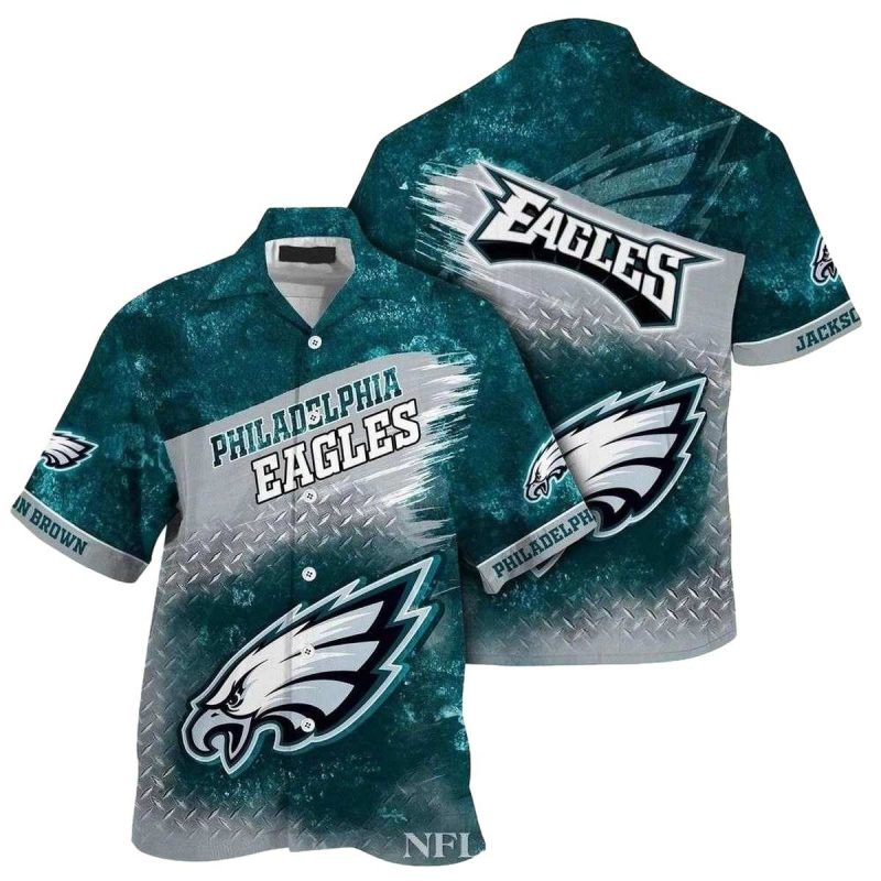Personalized Philadelphia Eagles Oceanic Metal Pattern Hawaiian Shirt - Moonbestprint