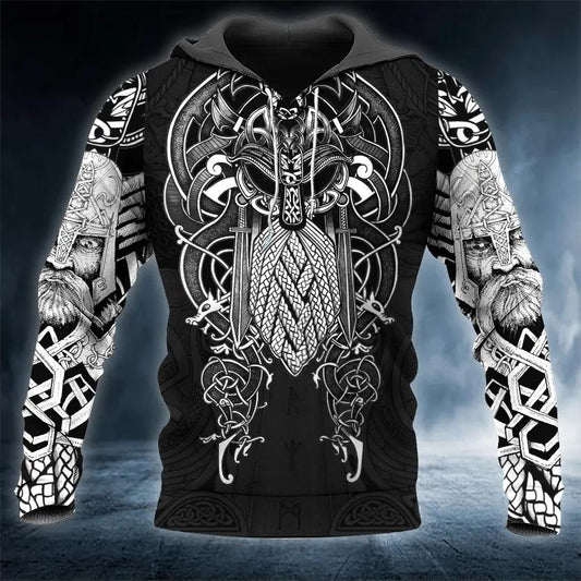 Odin Norse King Viking Tattoo 3D Hoodie Moonbestprint